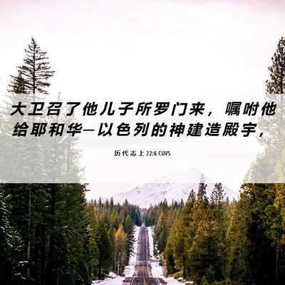 Picture 06 - 历 代 志 上 22:6 CUVS - 大 卫 召 了 他 儿 子 所 罗 门 来 ， - Bible Verse Picture