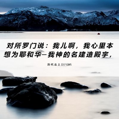 Picture 06 - 历 代 志 上 22:7 CUVS - 对 所 罗 门 说 ： 我 儿 啊 ， 我 心 - Bible Verse Picture