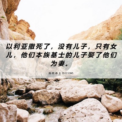 Picture 06 - 历 代 志 上 23:22 CUVS - 以 利 亚 撒 死 了 ， 没 有 儿 子 ， - Bible Verse Picture