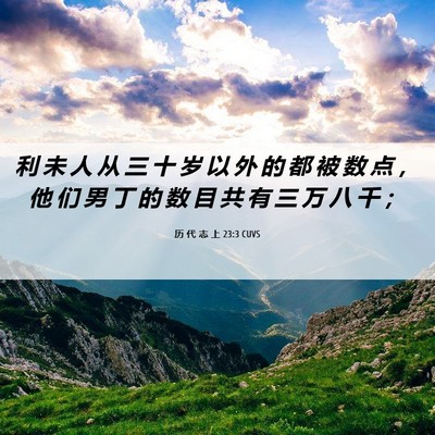 Picture 06 - 历 代 志 上 23:3 CUVS - 利 未 人 从 三 十 岁 以 外 的 都 被 - Bible Verse Picture