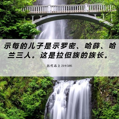 Picture 06 - 历 代 志 上 23:9 CUVS - 示 每 的 儿 子 是 示 罗 密 、 哈 薛 - Bible Verse Picture