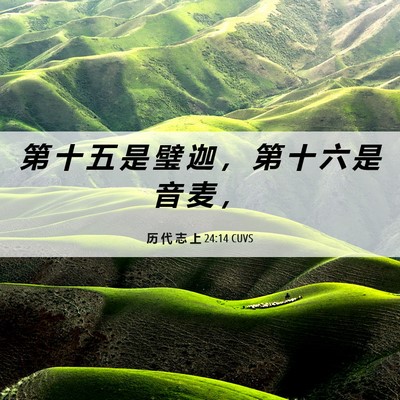 Picture 06 - 历 代 志 上 24:14 CUVS - 第 十 五 是 璧 迦 ， 第 十 六 是 音 - Bible Verse Picture