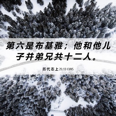 Picture 06 - 历 代 志 上 25:13 CUVS - 第 六 是 布 基 雅 ； 他 和 他 儿 子 - Bible Verse Picture