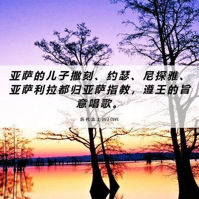 Picture 06 - 历 代 志 上 25:2 CUVS - 亚 萨 的 儿 子 撒 刻 、 约 瑟 、 尼 - Bible Verse Picture