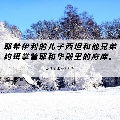 Picture 06 - 历 代 志 上 26:22 CUVS - 耶 希 伊 利 的 儿 子 西 坦 和 他 兄 - Bible Verse Picture