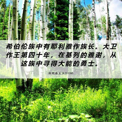 Picture 06 - 历 代 志 上 26:31 CUVS - 希 伯 伦 族 中 有 耶 利 雅 作 族 长 - Bible Verse Picture