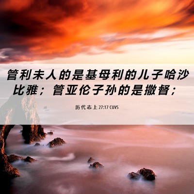 Picture 06 - 历 代 志 上 27:17 CUVS - 管 利 未 人 的 是 基 母 利 的 儿 子 - Bible Verse Picture