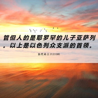 Picture 06 - 历 代 志 上 27:22 CUVS - 管 但 人 的 是 耶 罗 罕 的 儿 子 亚 - Bible Verse Picture