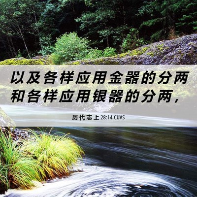 Picture 06 - 历 代 志 上 28:14 CUVS - 以 及 各 样 应 用 金 器 的 分 两 和 - Bible Verse Picture