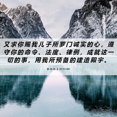 Picture 06 - 历 代 志 上 29:19 CUVS - 又 求 你 赐 我 儿 子 所 罗 门 诚 实 - Bible Verse Picture