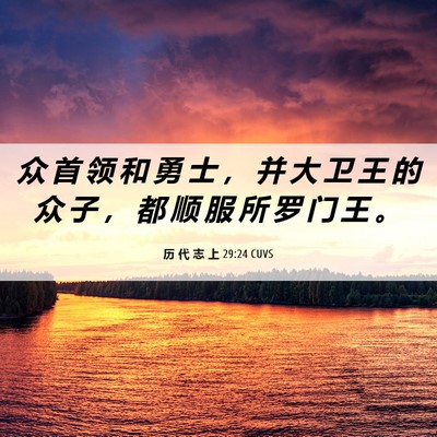 Picture 06 - 历 代 志 上 29:24 CUVS - 众 首 领 和 勇 士 ， 并 大 卫 王 的 - Bible Verse Picture