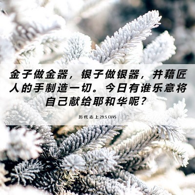 Picture 06 - 历 代 志 上 29:5 CUVS - 金 子 做 金 器 ， 银 子 做 银 器 ， - Bible Verse Picture