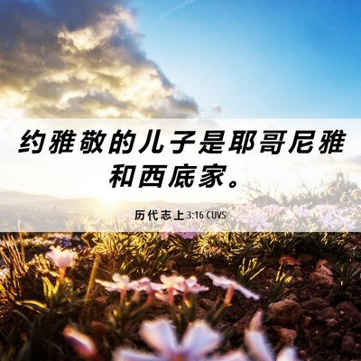 Picture 06 - 历 代 志 上 3:16 CUVS - 约 雅 敬 的 儿 子 是 耶 哥 尼 雅 和 - Bible Verse Picture