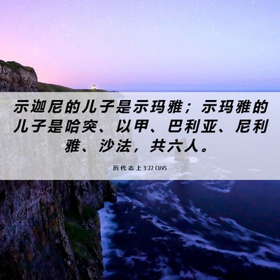 Picture 06 - 历 代 志 上 3:22 CUVS - 示 迦 尼 的 儿 子 是 示 玛 雅 ； 示 - Bible Verse Picture