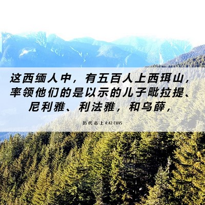 Picture 06 - 历 代 志 上 4:42 CUVS - 这 西 缅 人 中 ， 有 五 百 人 上 西 - Bible Verse Picture