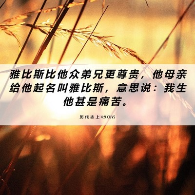 Picture 06 - 历 代 志 上 4:9 CUVS - 雅 比 斯 比 他 众 弟 兄 更 尊 贵 ， - Bible Verse Picture