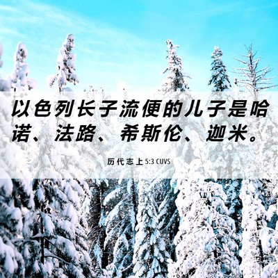 Picture 06 - 历 代 志 上 5:3 CUVS - 以 色 列 长 子 流 便 的 儿 子 是 哈 - Bible Verse Picture
