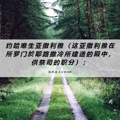 Picture 06 - 历 代 志 上 6:10 CUVS - 约 哈 难 生 亚 撒 利 雅 （ 这 亚 撒 - Bible Verse Picture