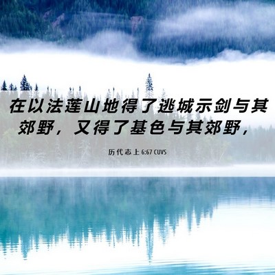 Picture 06 - 历 代 志 上 6:67 CUVS - 在 以 法 莲 山 地 得 了 逃 城 示 剑 - Bible Verse Picture