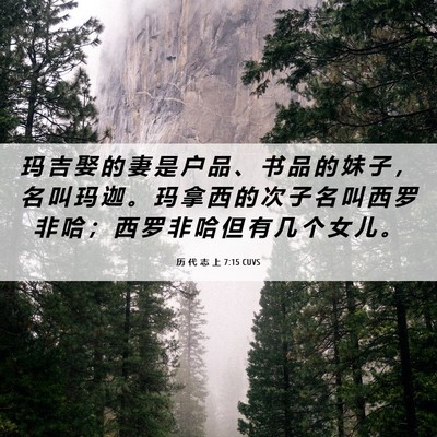 Picture 06 - 历 代 志 上 7:15 CUVS - 玛 吉 娶 的 妻 是 户 品 、 书 品 的 - Bible Verse Picture