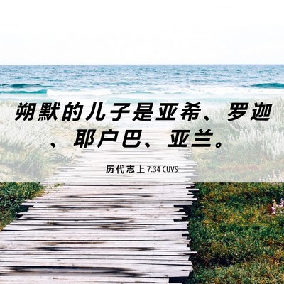 Picture 06 - 历 代 志 上 7:34 CUVS - 朔 默 的 儿 子 是 亚 希 、 罗 迦 、 - Bible Verse Picture