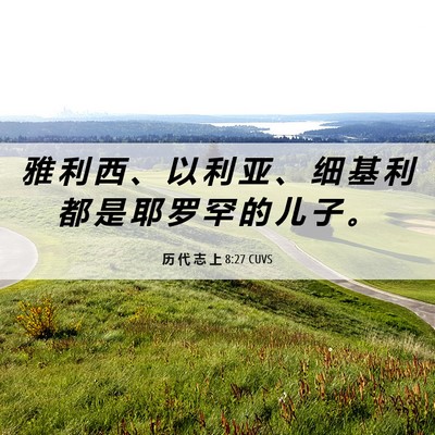 Picture 06 - 历 代 志 上 8:27 CUVS - 雅 利 西 、 以 利 亚 、 细 基 利 都 - Bible Verse Picture