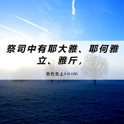 Picture 06 - 历 代 志 上 9:10 CUVS - 祭 司 中 有 耶 大 雅 、 耶 何 雅 立 - Bible Verse Picture