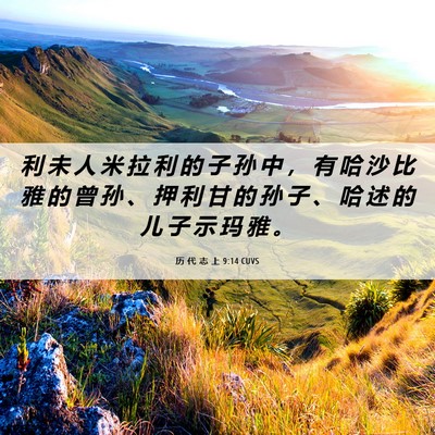 Picture 06 - 历 代 志 上 9:14 CUVS - 利 未 人 米 拉 利 的 子 孙 中 ， 有 - Bible Verse Picture
