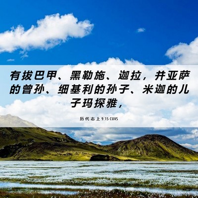 Picture 06 - 历 代 志 上 9:15 CUVS - 有 拔 巴 甲 、 黑 勒 施 、 迦 拉 ， - Bible Verse Picture