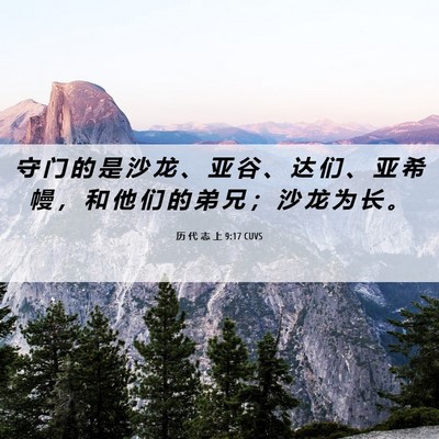 Picture 06 - 历 代 志 上 9:17 CUVS - 守 门 的 是 沙 龙 、 亚 谷 、 达 们 - Bible Verse Picture