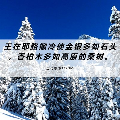 Picture 06 - 历 代 志 下 1:15 CUVS - 王 在 耶 路 撒 冷 使 金 银 多 如 石 - Bible Verse Picture