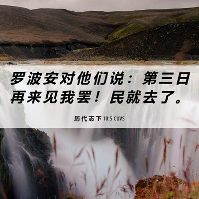 Picture 06 - 历 代 志 下 10:5 CUVS - 罗 波 安 对 他 们 说 ： 第 三 日 再 - Bible Verse Picture