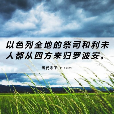 Picture 06 - 历 代 志 下 11:13 CUVS - 以 色 列 全 地 的 祭 司 和 利 未 人 - Bible Verse Picture