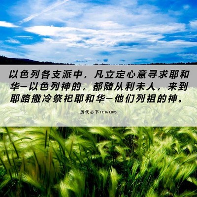 Picture 06 - 历 代 志 下 11:16 CUVS - 以 色 列 各 支 派 中 ， 凡 立 定 心 - Bible Verse Picture