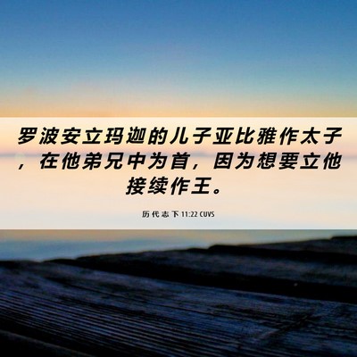 Picture 06 - 历 代 志 下 11:22 CUVS - 罗 波 安 立 玛 迦 的 儿 子 亚 比 雅 - Bible Verse Picture