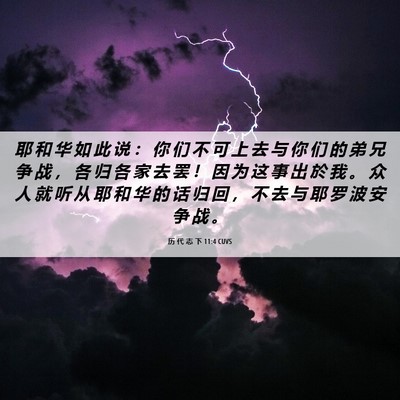 Picture 06 - 历 代 志 下 11:4 CUVS - 耶 和 华 如 此 说 ： 你 们 不 可 上 - Bible Verse Picture