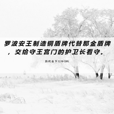 Picture 06 - 历 代 志 下 12:10 CUVS - 罗 波 安 王 制 造 铜 盾 牌 代 替 那 - Bible Verse Picture