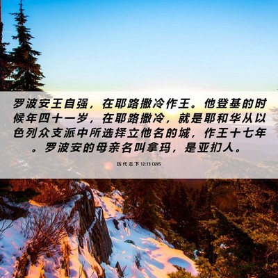 Picture 06 - 历 代 志 下 12:13 CUVS - 罗 波 安 王 自 强 ， 在 耶 路 撒 冷 - Bible Verse Picture