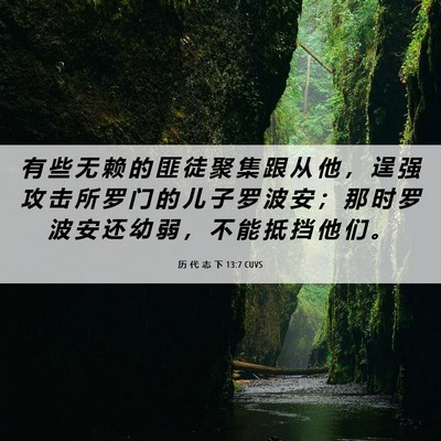 Picture 06 - 历 代 志 下 13:7 CUVS - 有 些 无 赖 的 匪 徒 聚 集 跟 从 他 - Bible Verse Picture