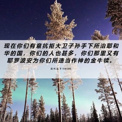 Picture 06 - 历 代 志 下 13:8 CUVS - 现 在 你 们 有 意 抗 拒 大 卫 子 孙 - Bible Verse Picture