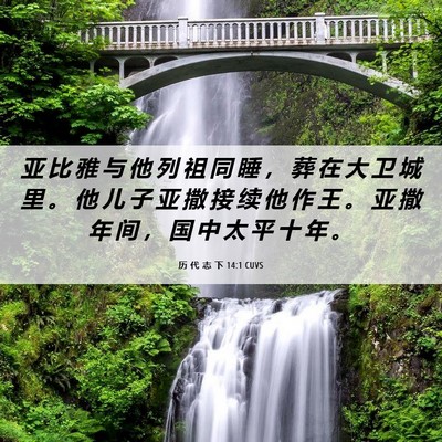 Picture 06 - 历 代 志 下 14:1 CUVS - 亚 比 雅 与 他 列 祖 同 睡 ， 葬 在 - Bible Verse Picture