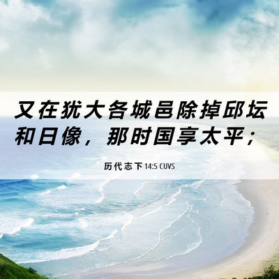 Picture 06 - 历 代 志 下 14:5 CUVS - 又 在 犹 大 各 城 邑 除 掉 邱 坛 和 - Bible Verse Picture