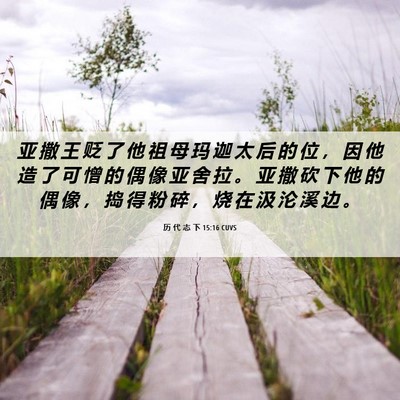 Picture 06 - 历 代 志 下 15:16 CUVS - 亚 撒 王 贬 了 他 祖 母 玛 迦 太 后 - Bible Verse Picture