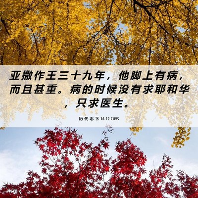 Picture 06 - 历 代 志 下 16:12 CUVS - 亚 撒 作 王 三 十 九 年 ， 他 脚 上 - Bible Verse Picture