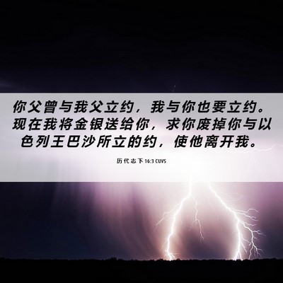Picture 06 - 历 代 志 下 16:3 CUVS - 你 父 曾 与 我 父 立 约 ， 我 与 你 - Bible Verse Picture