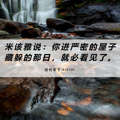 Picture 06 - 历 代 志 下 18:24 CUVS - 米 该 雅 说 ： 你 进 严 密 的 屋 子 - Bible Verse Picture