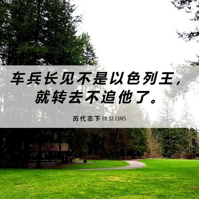 Picture 06 - 历 代 志 下 18:32 CUVS - 车 兵 长 见 不 是 以 色 列 王 ， 就 - Bible Verse Picture