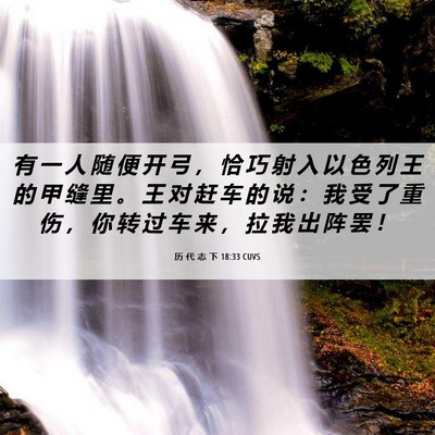 Picture 06 - 历 代 志 下 18:33 CUVS - 有 一 人 随 便 开 弓 ， 恰 巧 射 入 - Bible Verse Picture