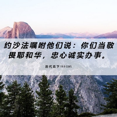 Picture 06 - 历 代 志 下 19:9 CUVS - 约 沙 法 嘱 咐 他 们 说 ： 你 们 当 - Bible Verse Picture