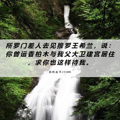Picture 06 - 历 代 志 下 2:3 CUVS - 所 罗 门 差 人 去 见 推 罗 王 希 兰 - Bible Verse Picture
